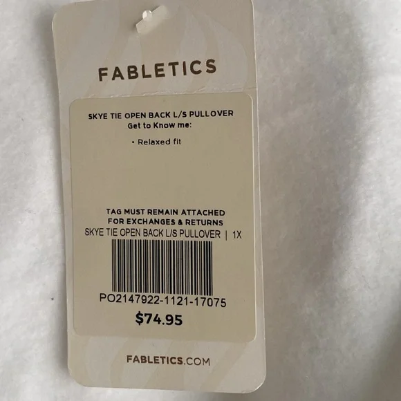 White Fabletics crew neck criss-cross tied back sweatshirt. Size L - Picture 5 of 5